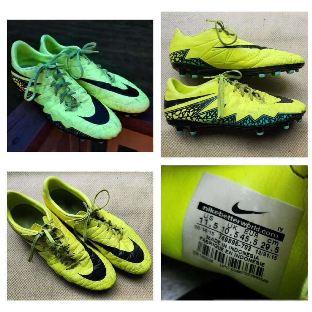 Nike Mens 11.5 Hypervenom Phelon II FG 749896 703 Volt Black Football Cleats